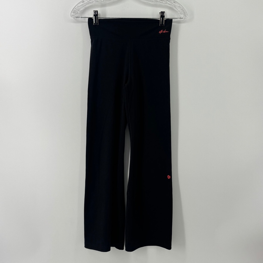 Ethika Girls High Waisted Flare Yoga Pants Black Red Logo Size Large RN 139885
